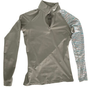 Nike Pro Combat Dri-Fit Women Compression Shirt Medium Grey Quarter Zip Pullover